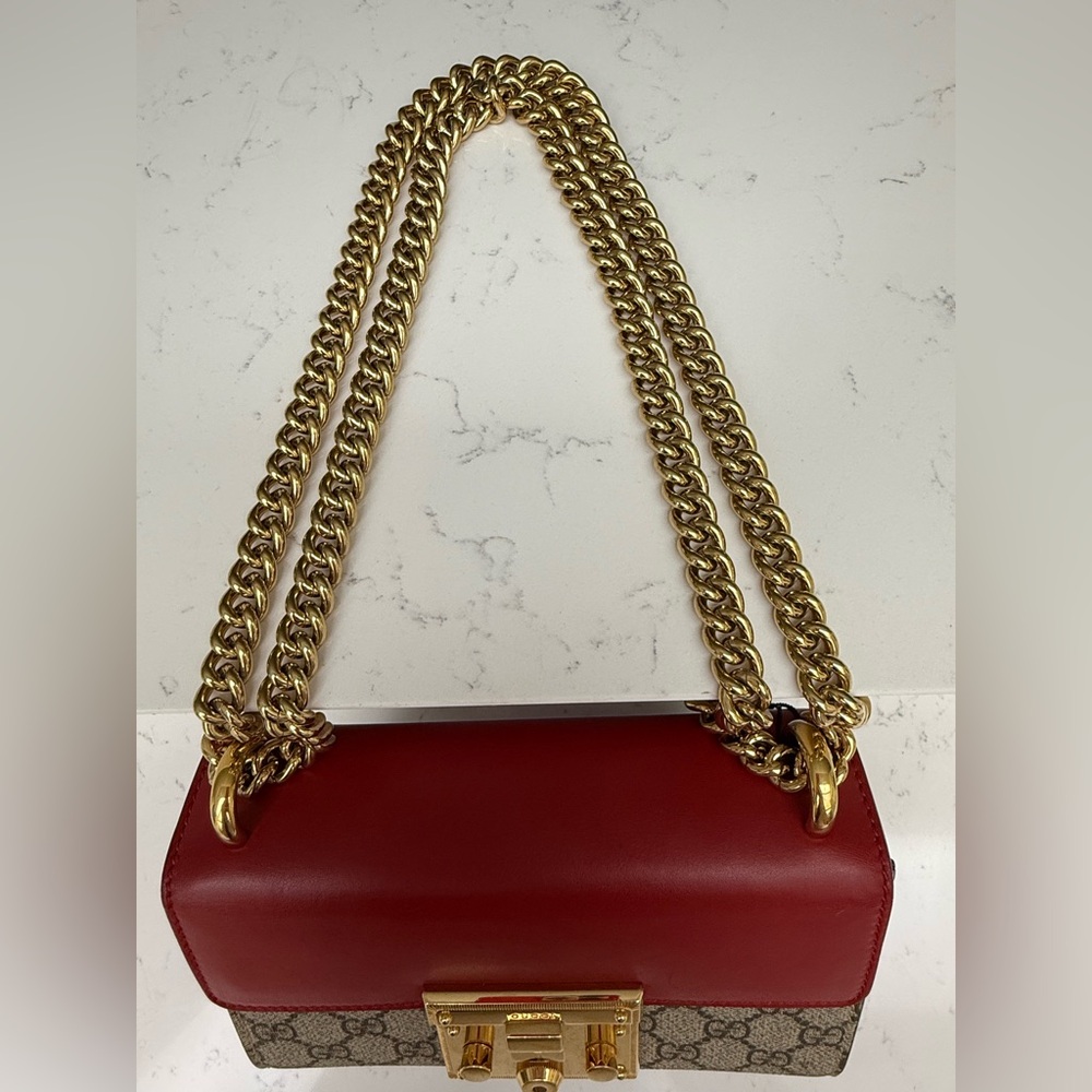 Authentic Gucci Padlock Monogram canvas with Red & Pink accents - Picture 6 of 14